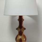Turned wooden lamp and vintage wood inlay
