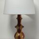 Lampe en bois tourné et incrustation de bois vintage