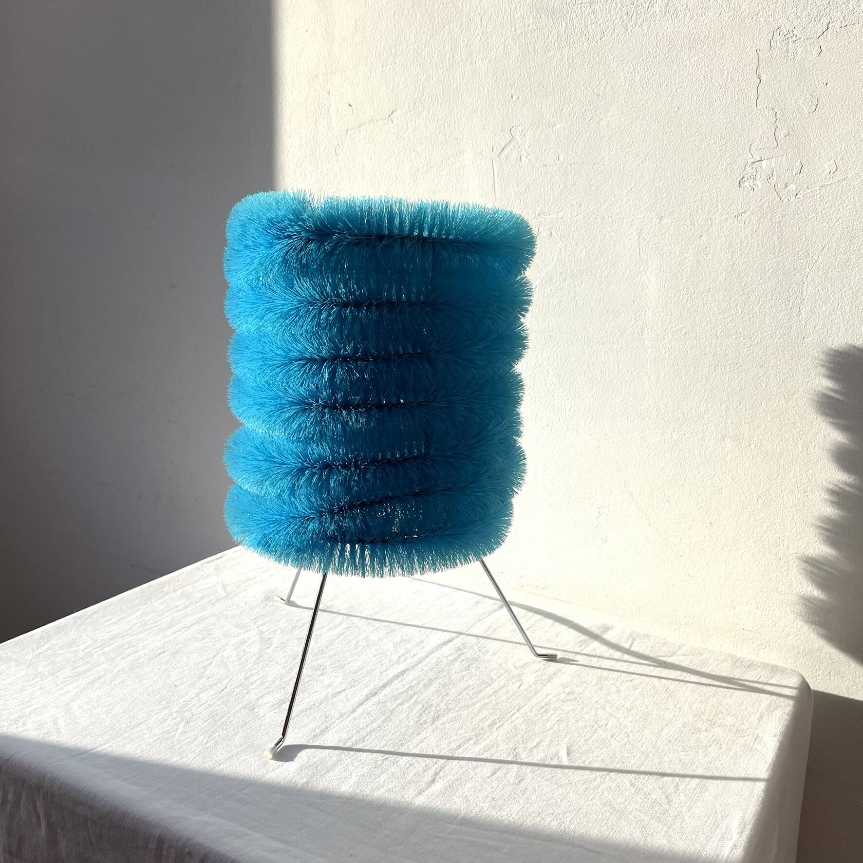 Table lamp, blue brush, rare vintage IKEA, model LYSBOJ, avant-garde design