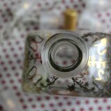 Decorated rectangular glass carafe