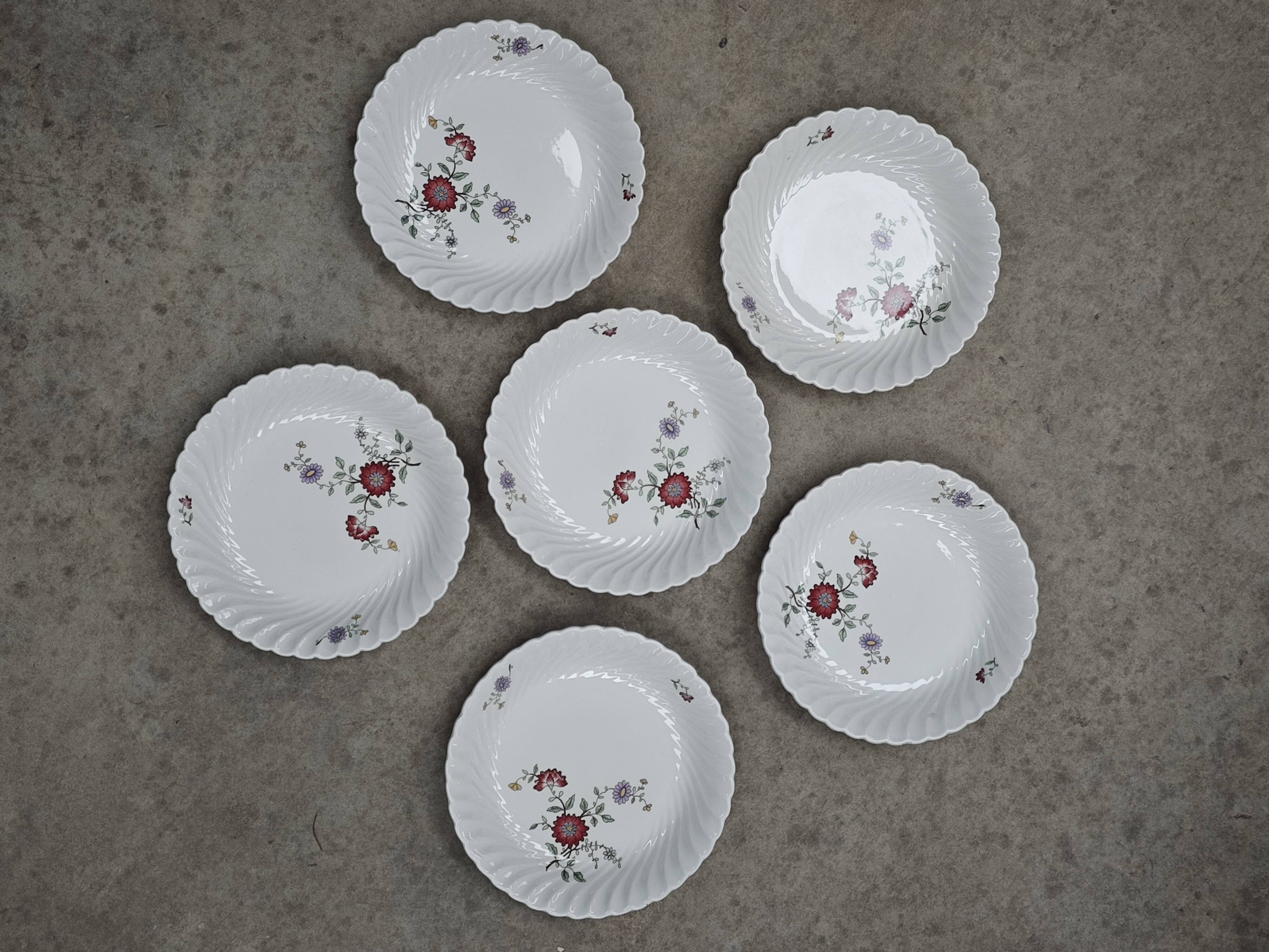 Set of 6 deep plates KG Lunéville Service Fleurs des Indes