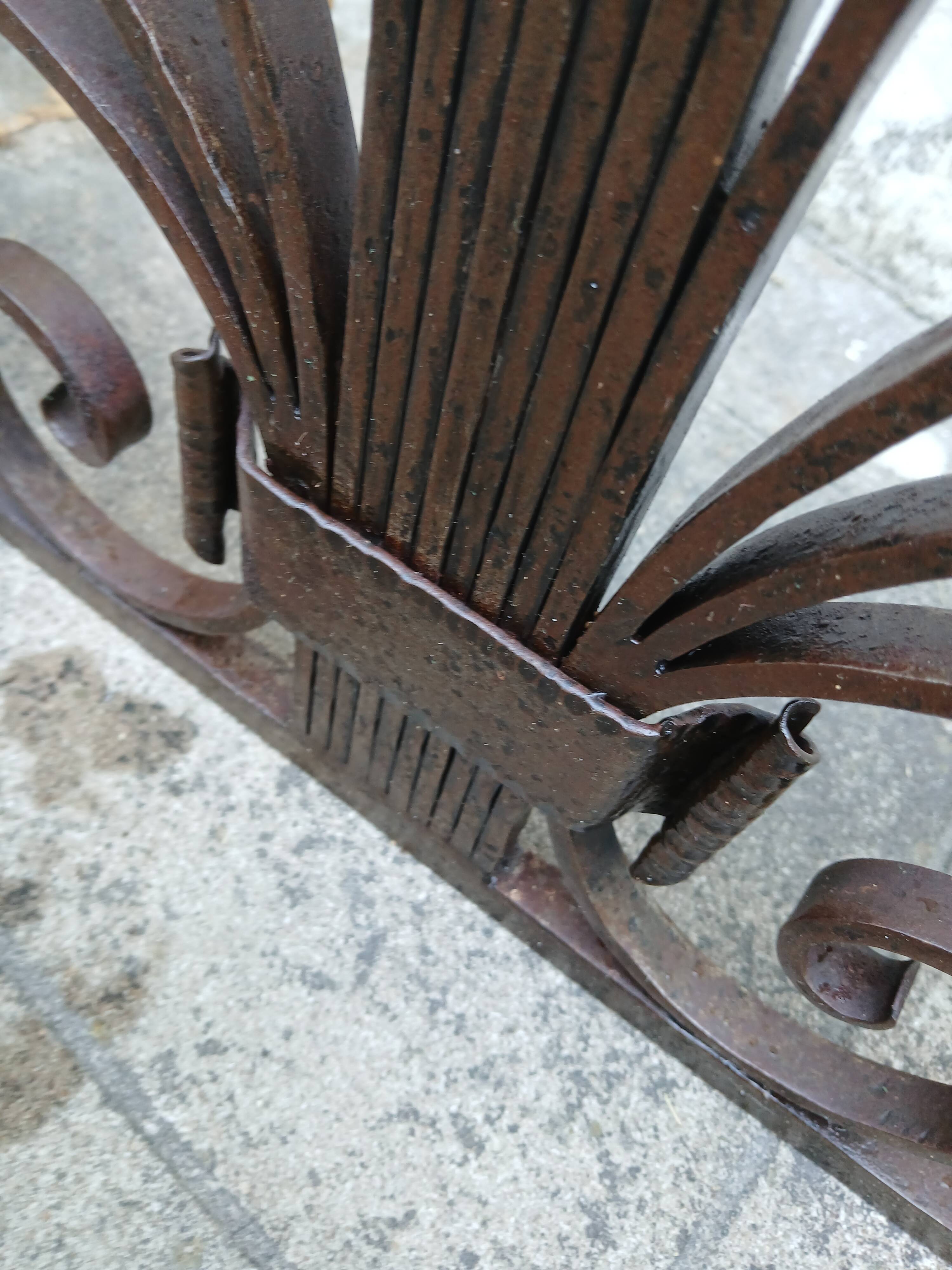 Art Nouveau wrought iron fireplace screen grate