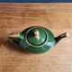 Vintage Teapot Mehun France Numbered, Green and Gold Porcelain