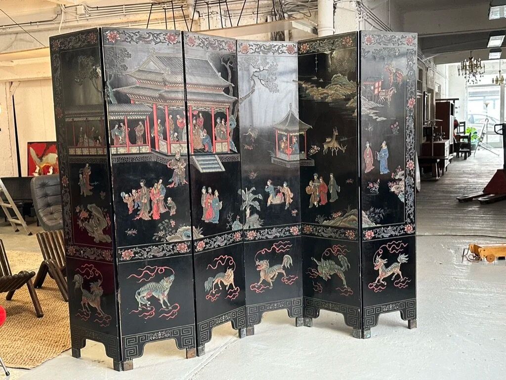 Coromandel lacquered Chinese screen with 6 panels