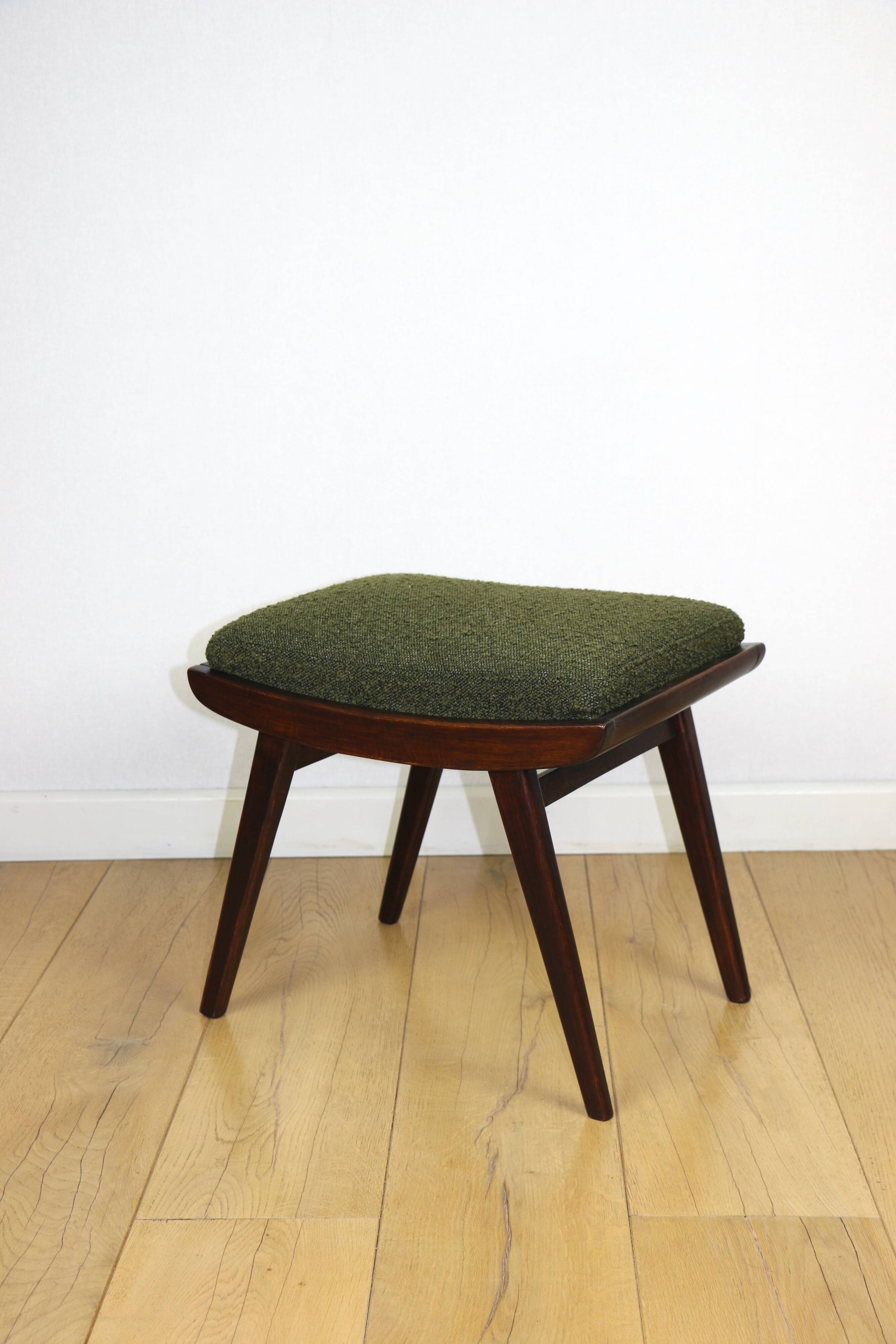 Green olive Art Deco stool seat - 1960s