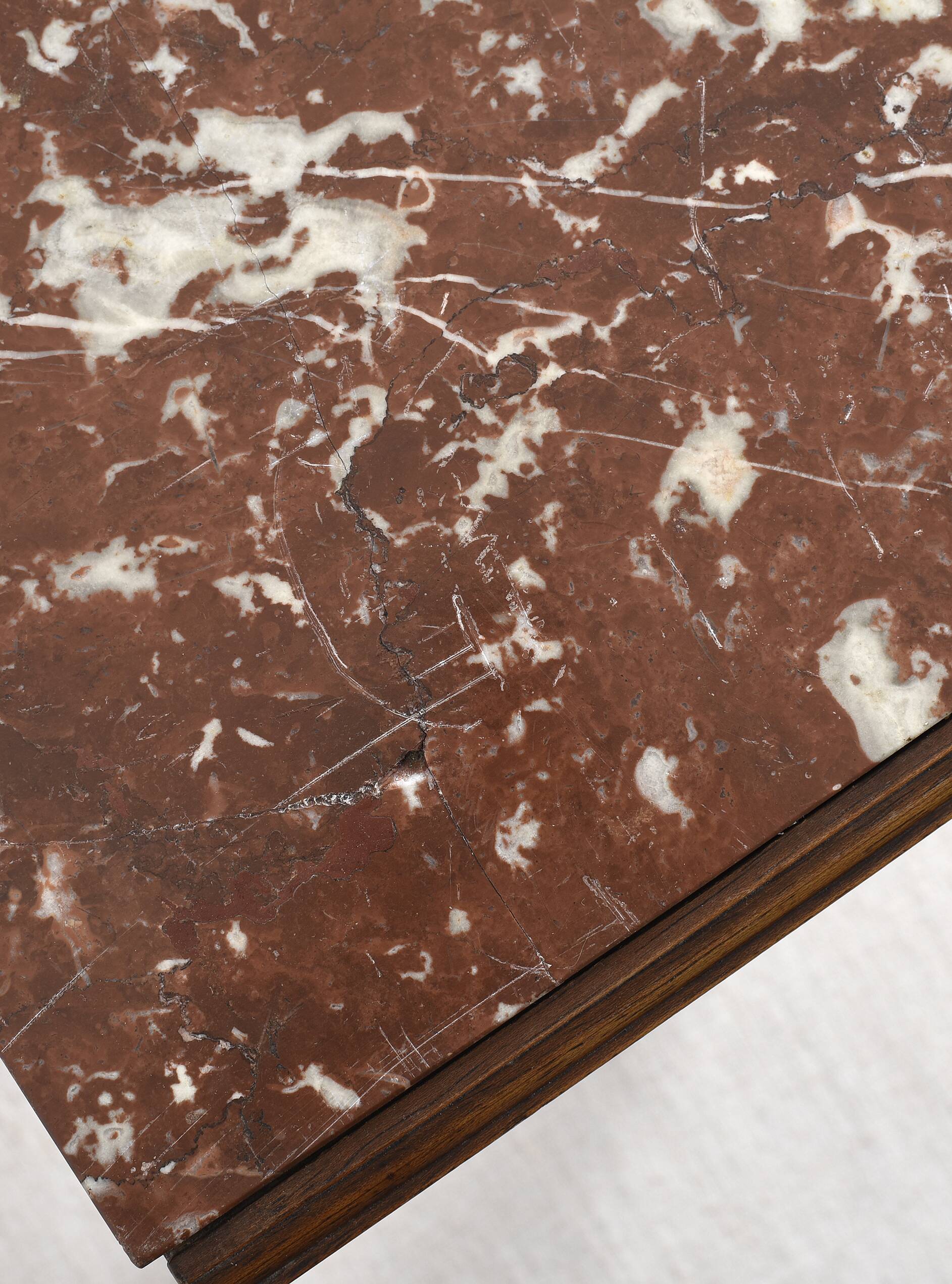 Solid wood bedside table, pink marble