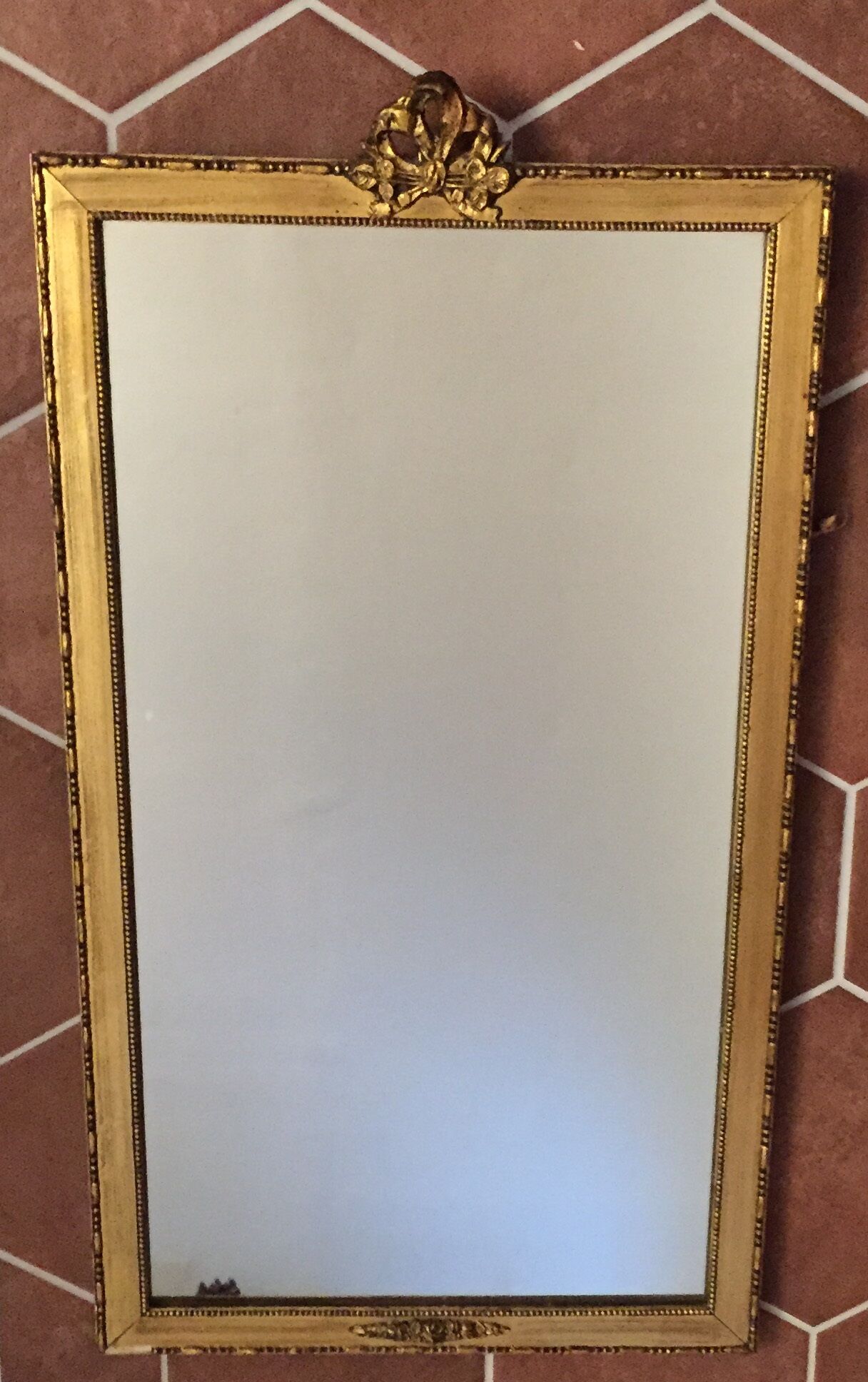 Rectangular mirror wooden gold 67 x 37 cm