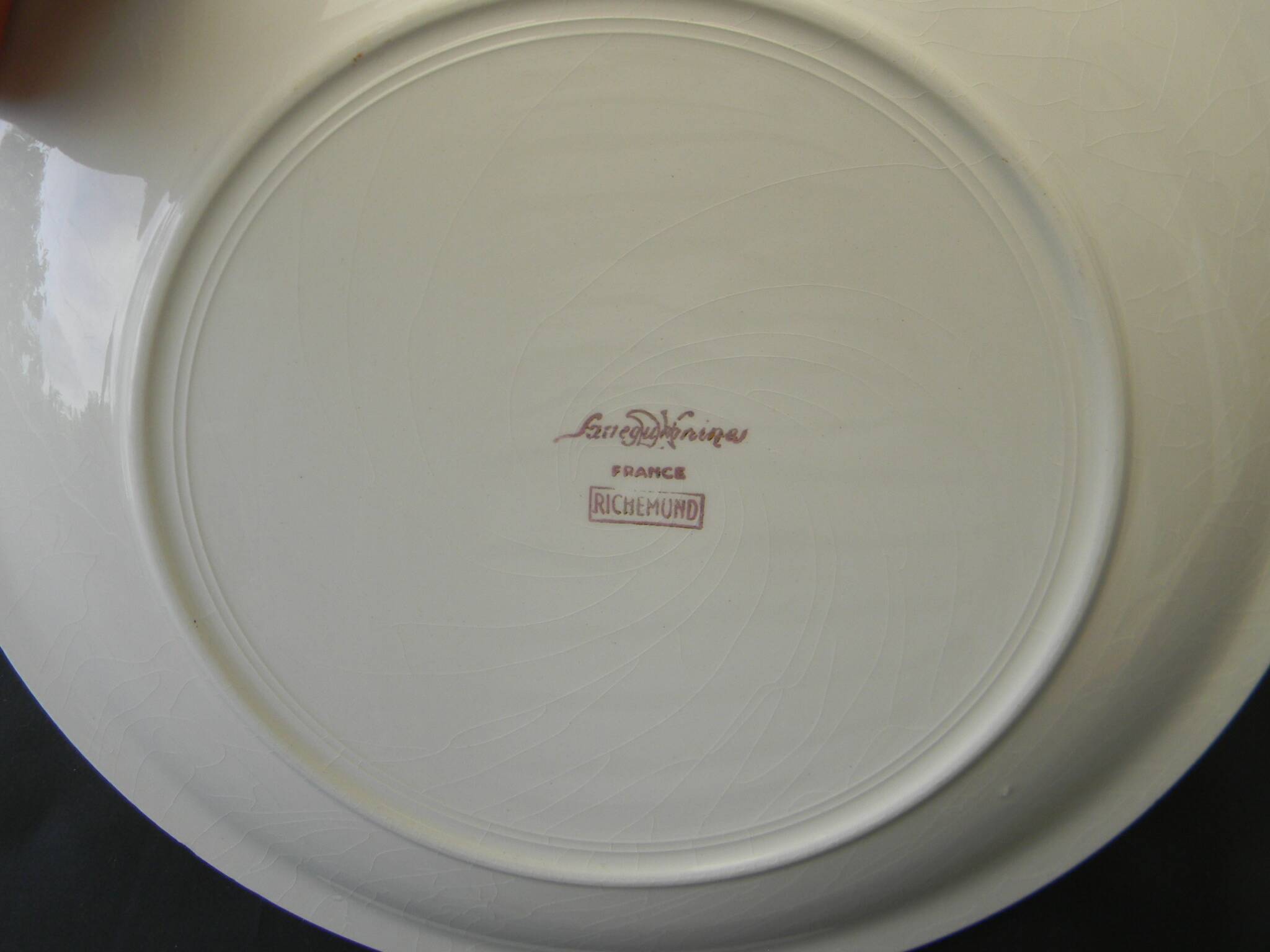 6 assiettes plates en faïence de SARREGUEMINES. Modèle Richemond.