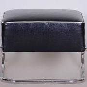 Black Leather Footstool from Slezák, Czechia, 1930s