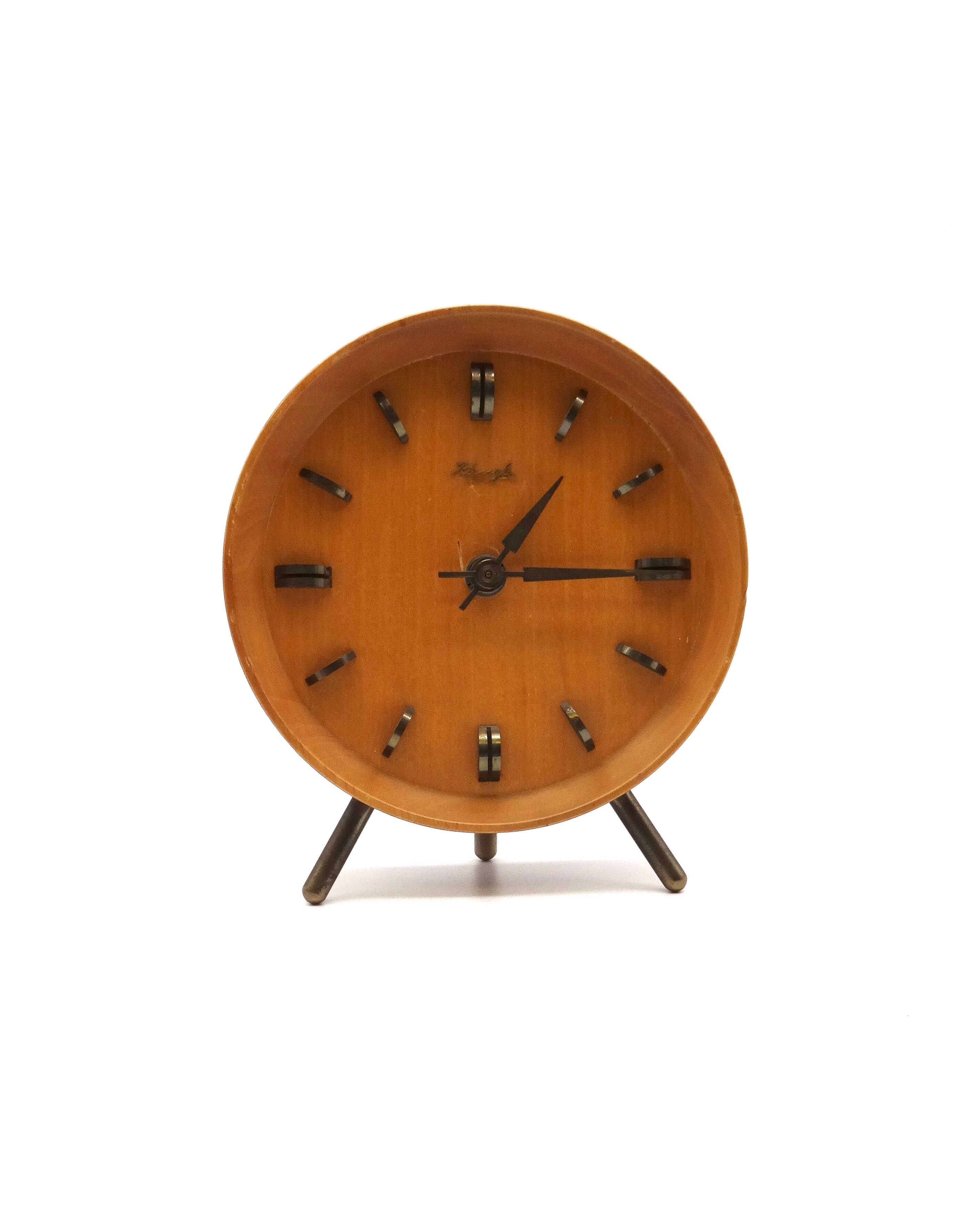 Rare original 60s mid century teak desk table clock by kienzle danish modern