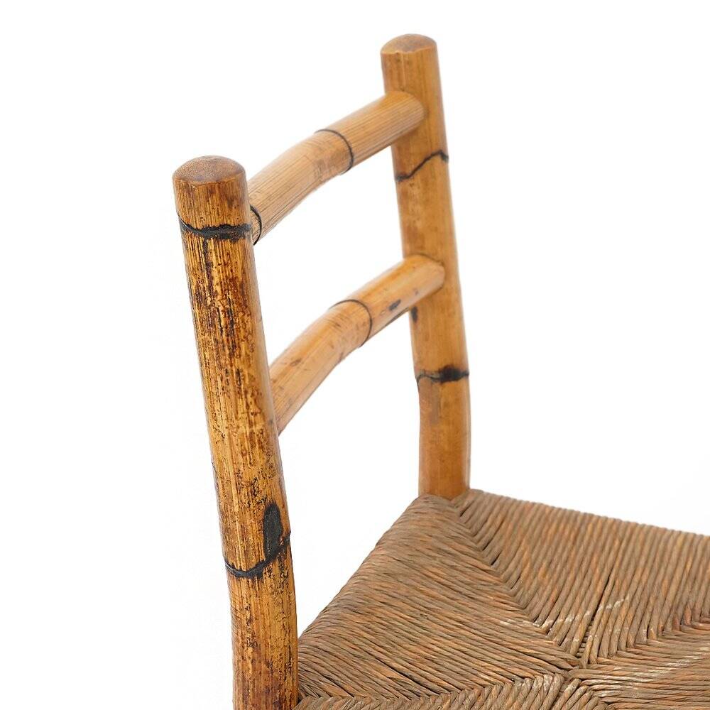 Vintage rattan and woven straw chairs, 1960s, set of 4