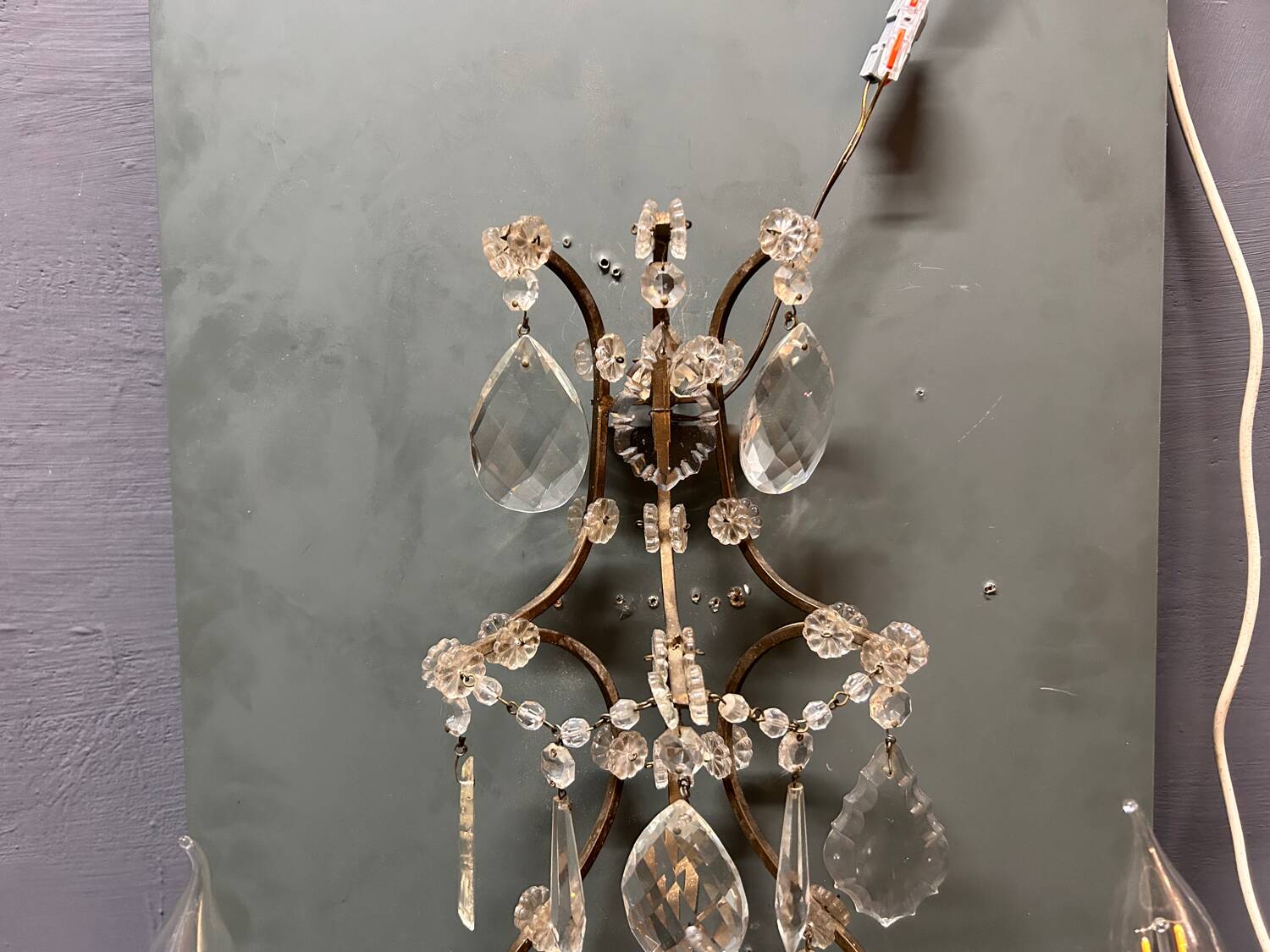 Vintage Crystal Wall Sconces, Italy, 1960s - Set of 2