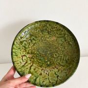 Coupe, vide-poche Tamegroute ancienne en céramique vernissée verte