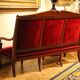 18th Century French Hand Carved Mahogany Upholstered Sofa in the style of George Jacob