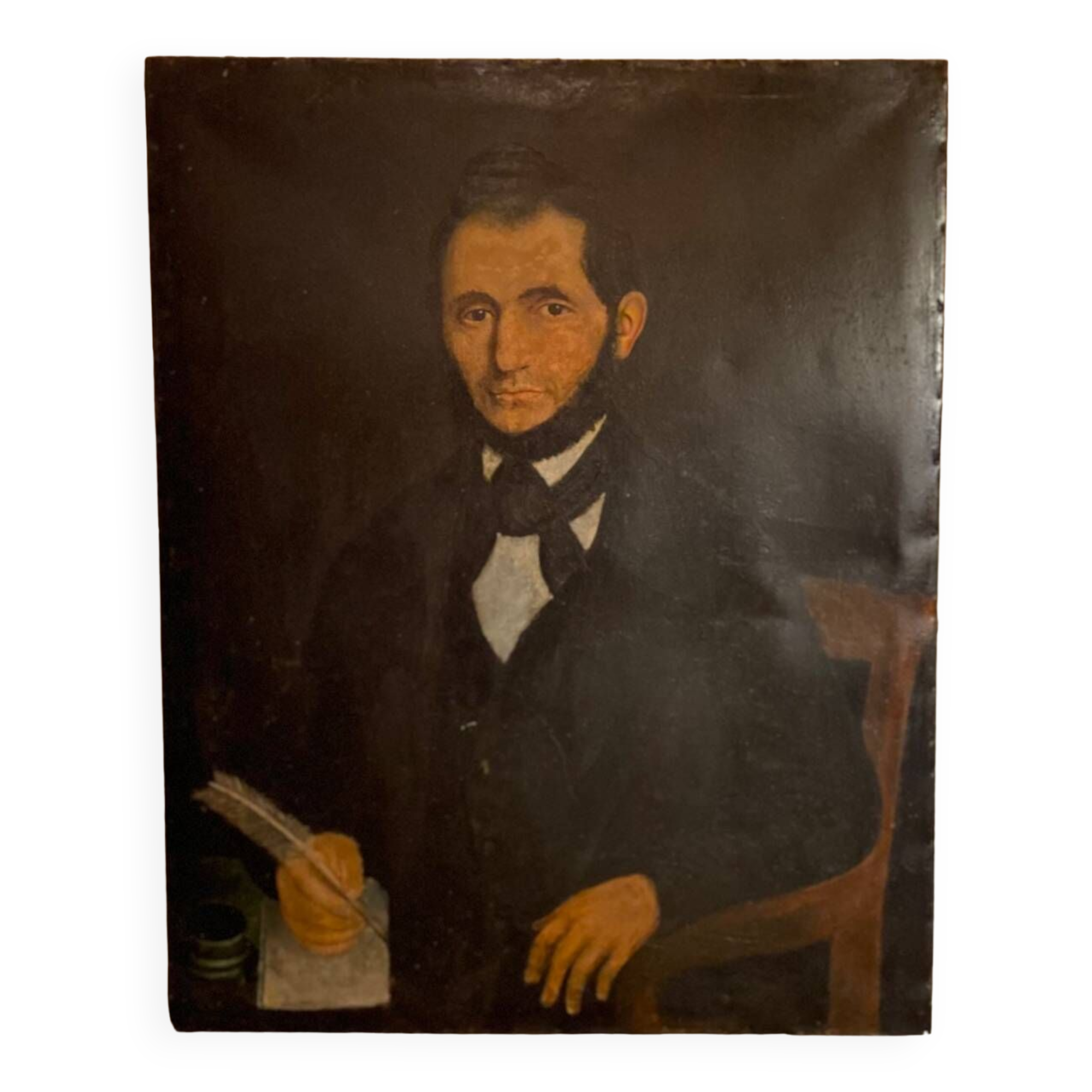 Old painting, portrait of Louis Vallez (1807-1857), 19th century