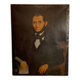 Tableau ancien, portrait de Louis Vallez (1807-1857) ,XIX siècle