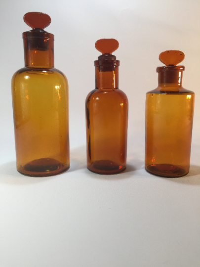 Lot of three pharmacy flasks