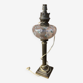 Old art nouveau style kerosene lamp, electrified lamp, beautiful 19th century table lamp