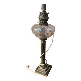 Old art nouveau style kerosene lamp, electrified lamp, beautiful 19th century table lamp