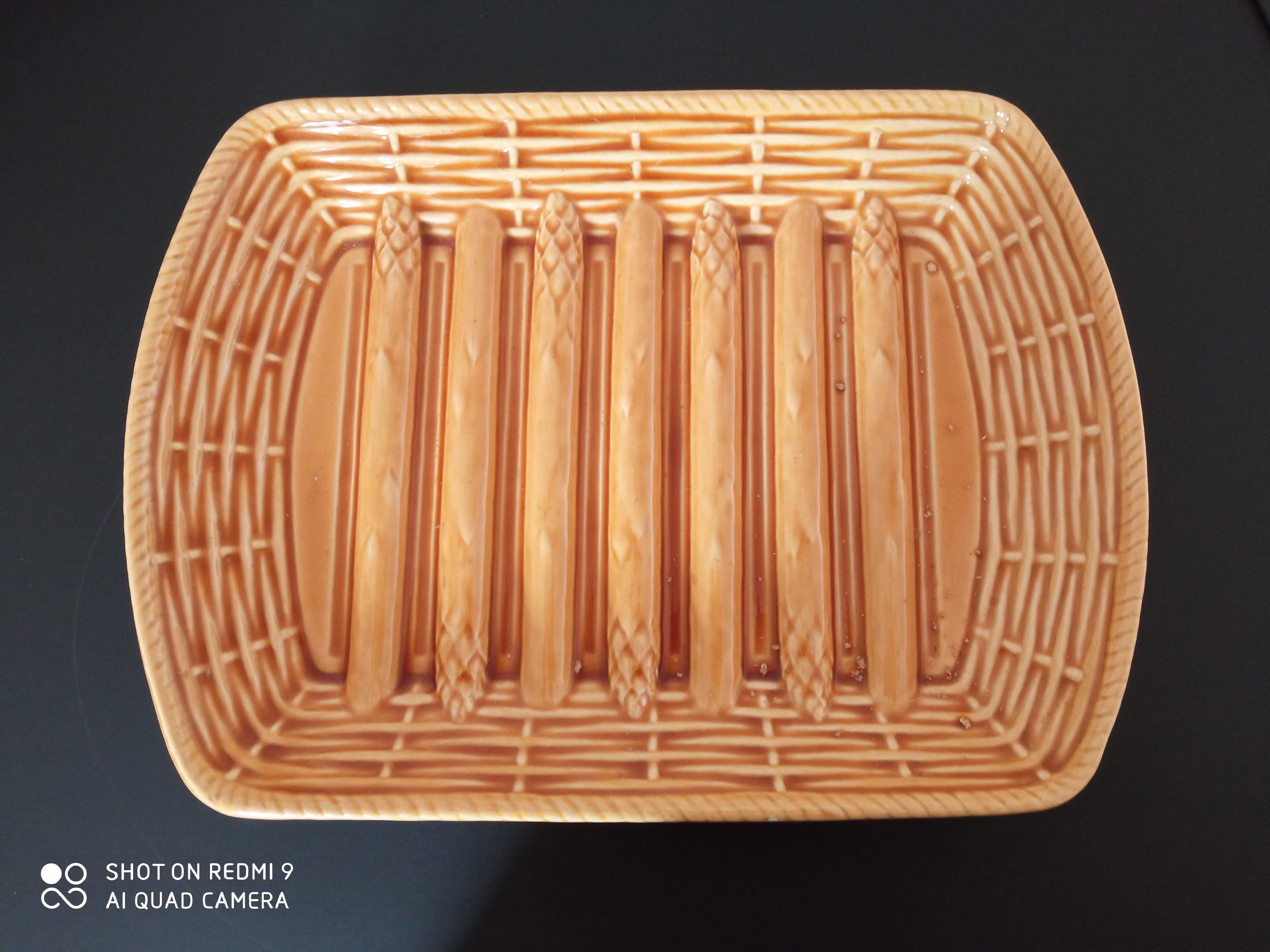 Asparagus dish in ancient Sarreguemines ceramic