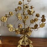 Brass church candelabra with fleur-de-lys