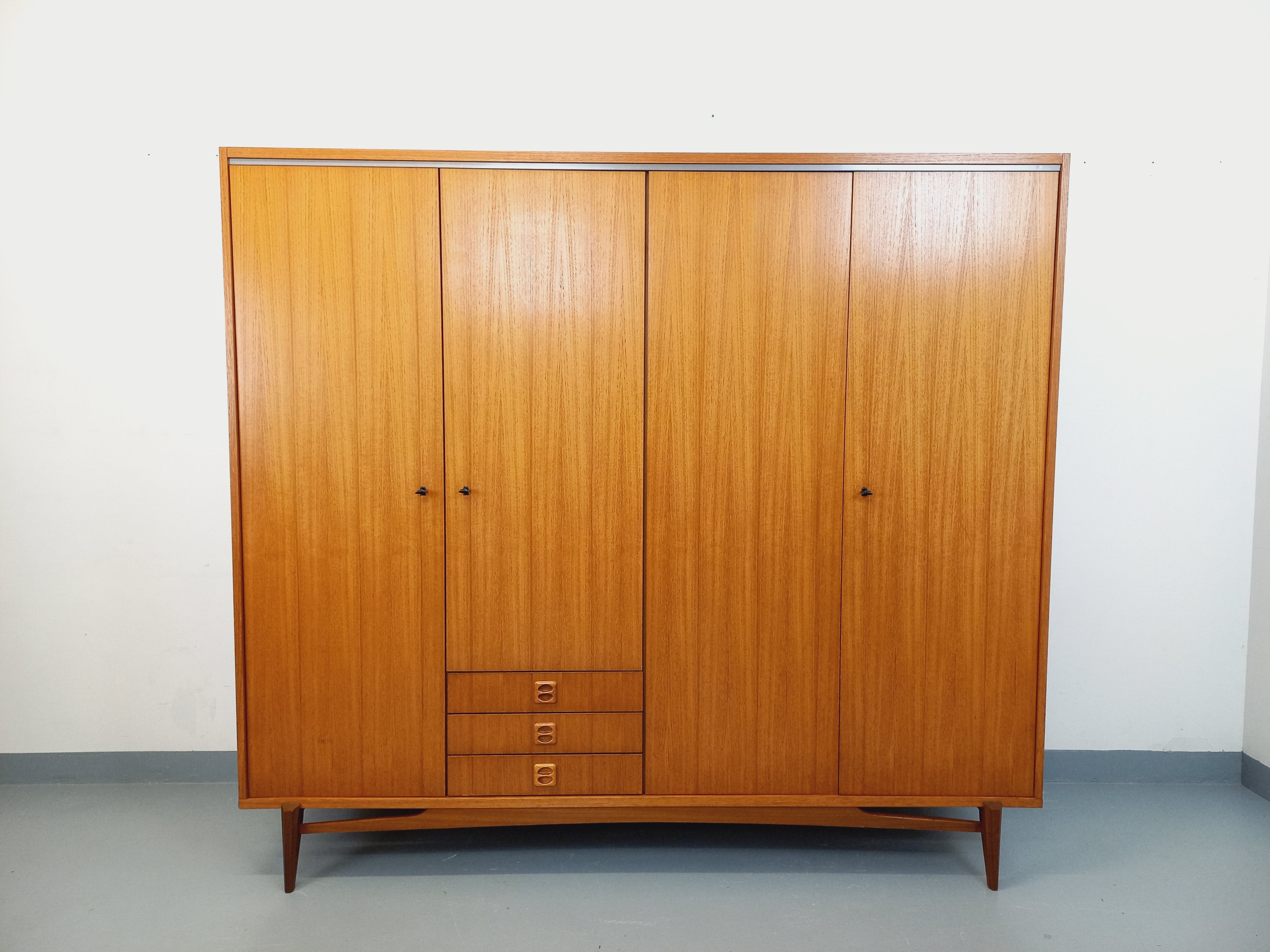 Vintage Scandinavian teak wardrobe from the 1960s.