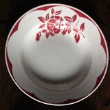 6 deep plates Marsac red Digoin Terre de fer green