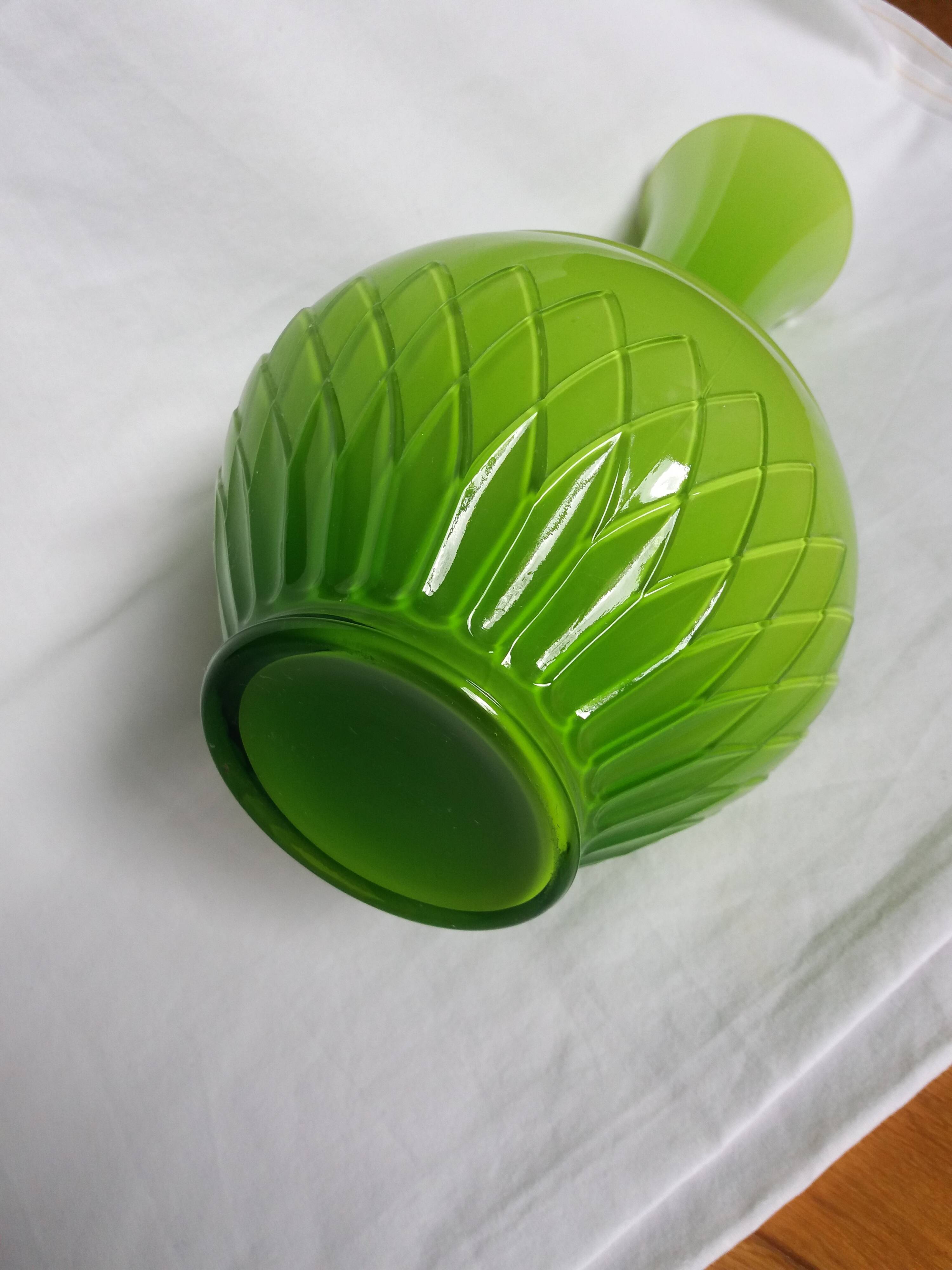 Apple green opaline glass vase