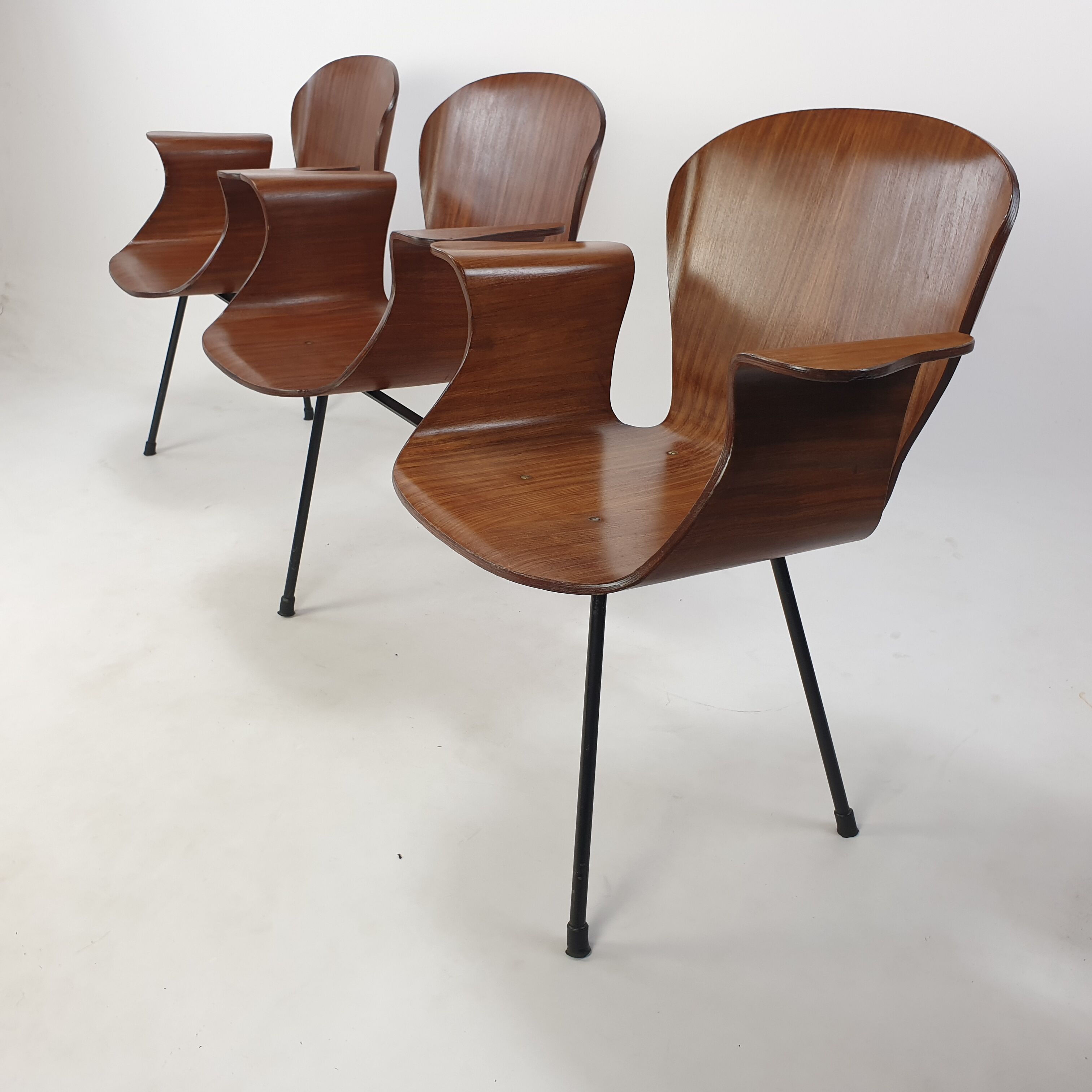 Mid Century Italian 3-seat Bench by Carlo Ratti, 50's