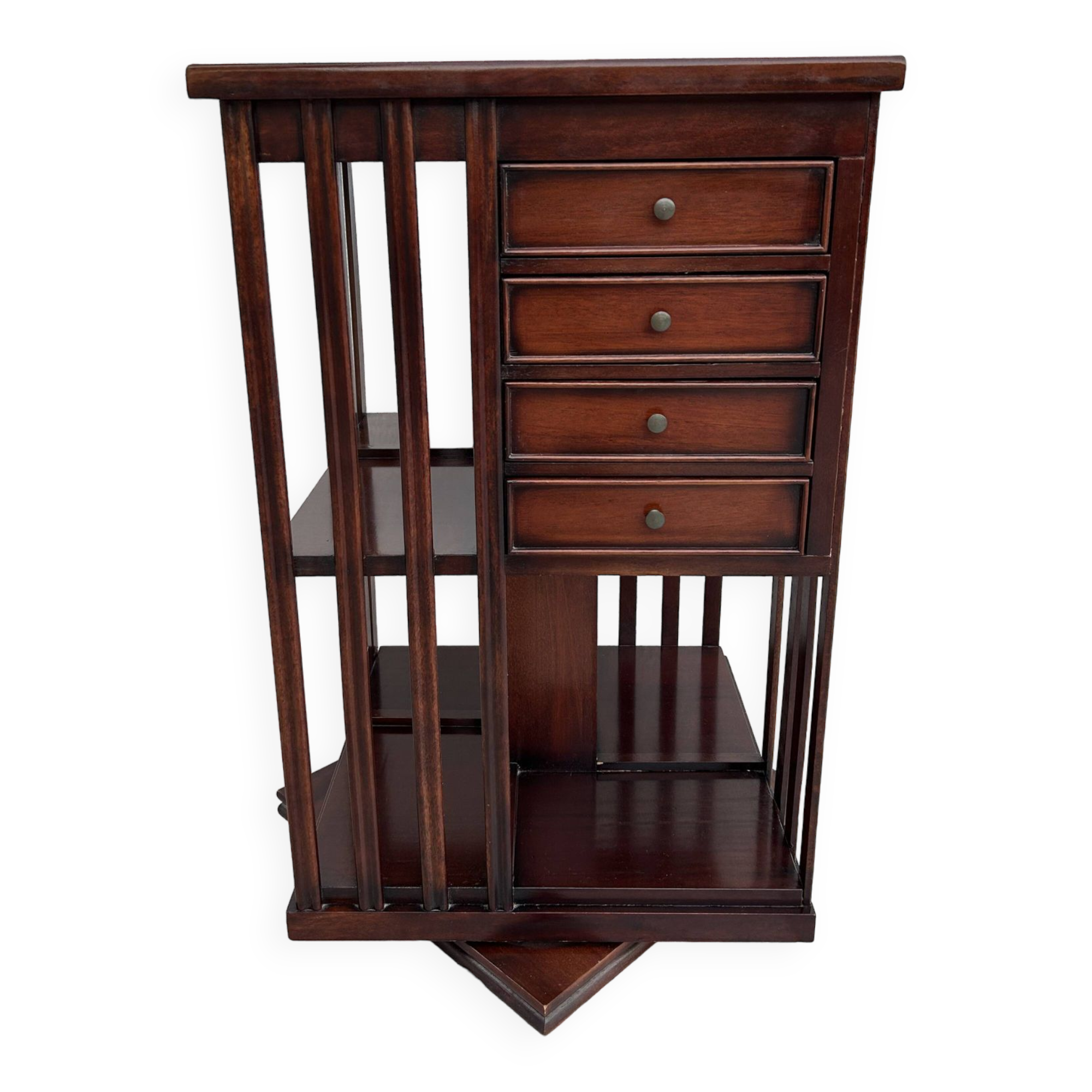 Mahogany rotating bookcase