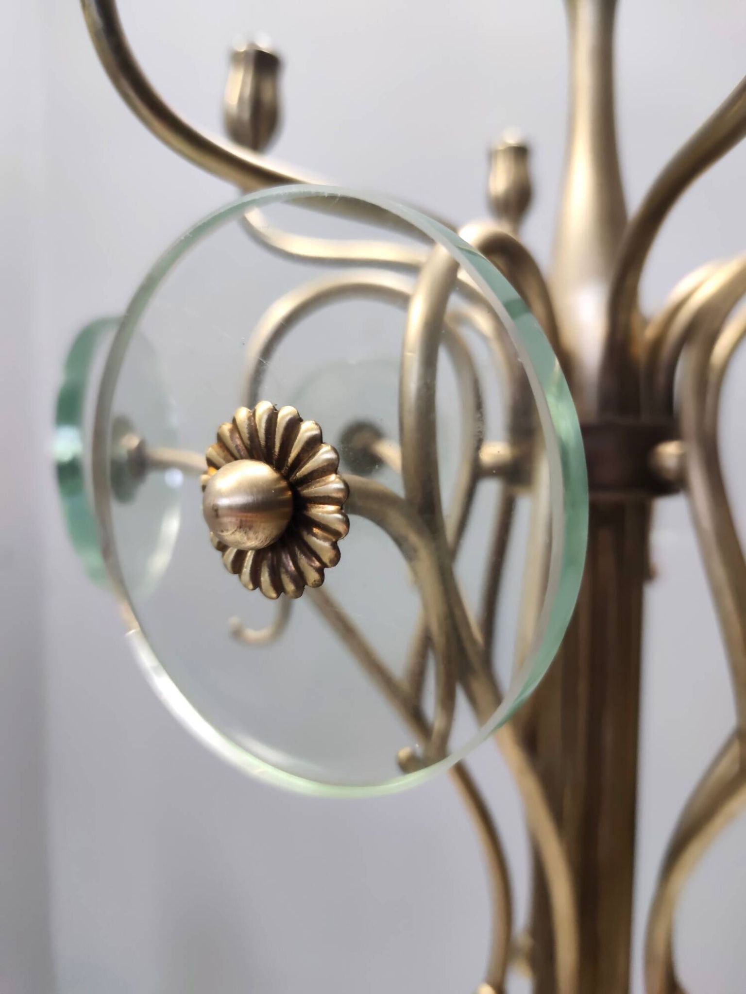 Brass and Glass Revolving Coat Rack, Italy