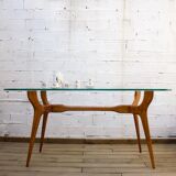 Mid Century Palisander and Glass Dining Table, Italy, 1950s