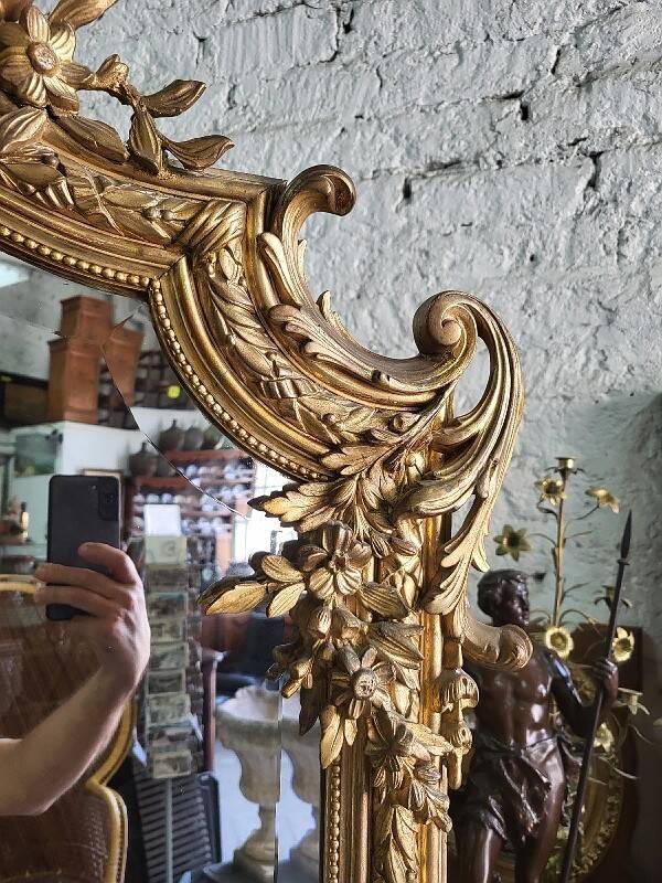 Large Louis XV gilded shell mirror from the 19th century