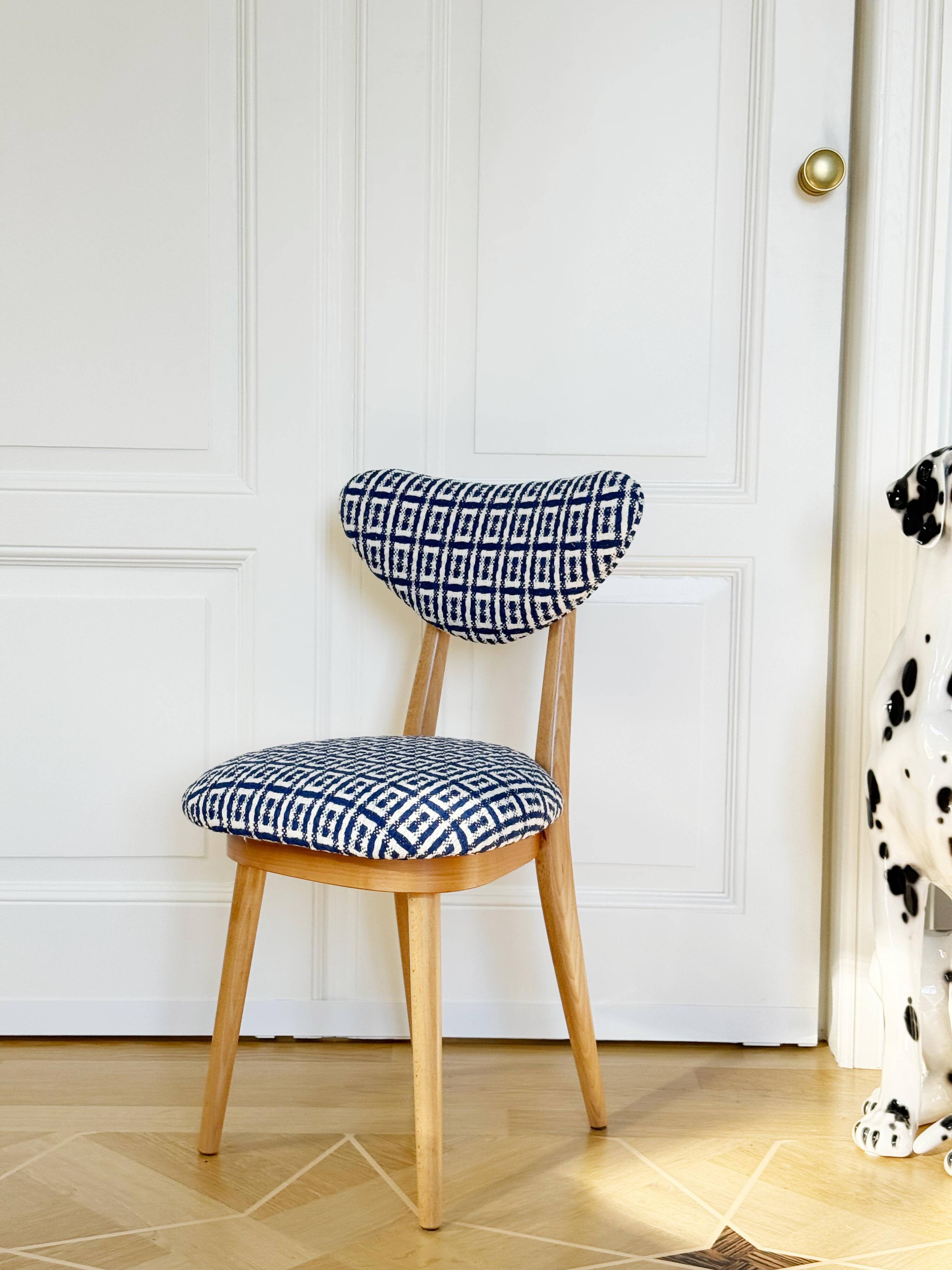 Heart-shaped chair mid-century in jacquard Hsh Home Sweet Home by Dedar, Europe, 1960s