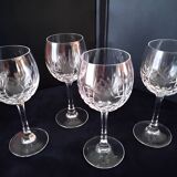 4 large crystal wine glasses (from Lorraine?)