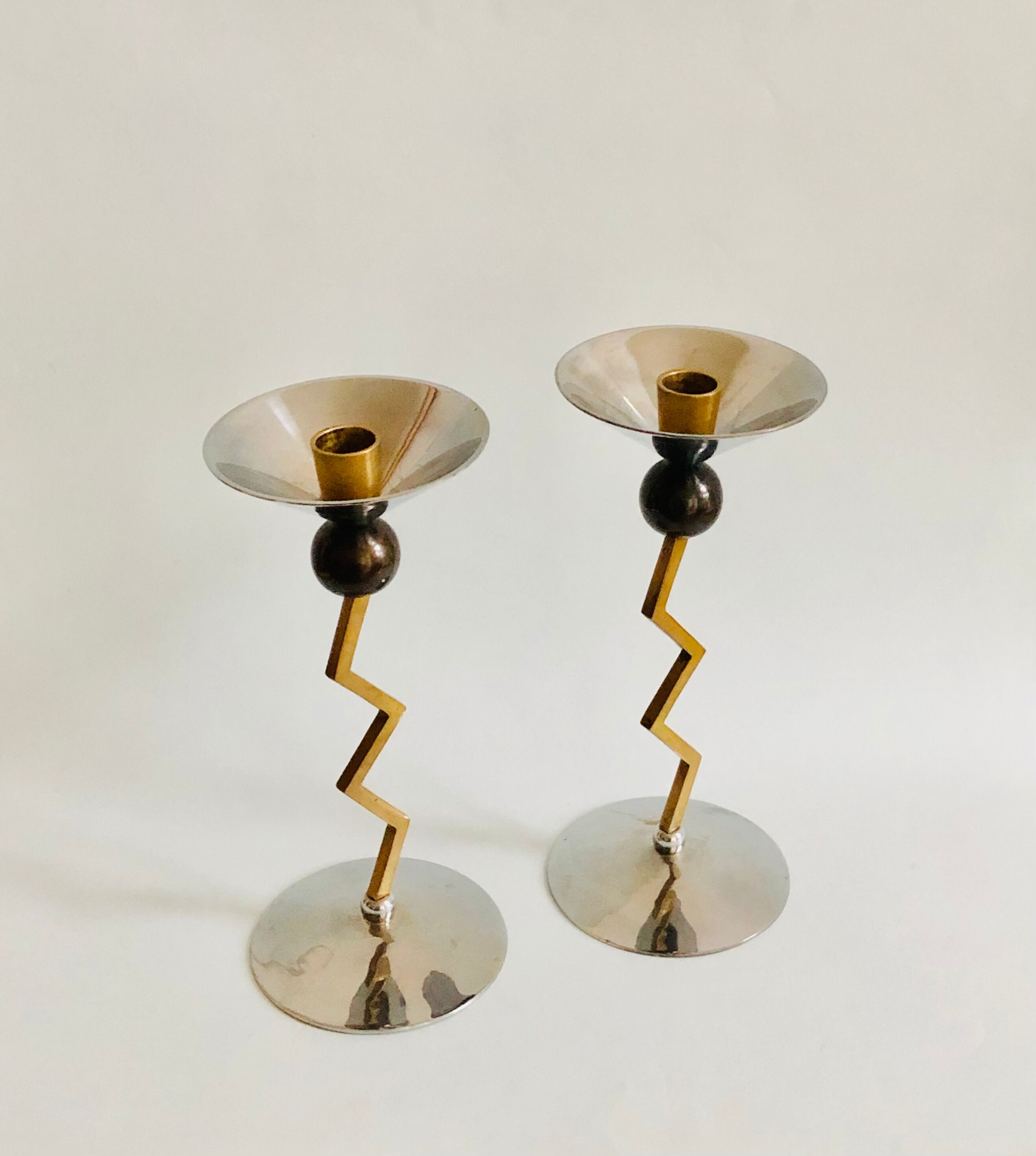 Pair of brass candle holders