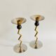 Pair of brass candle holders