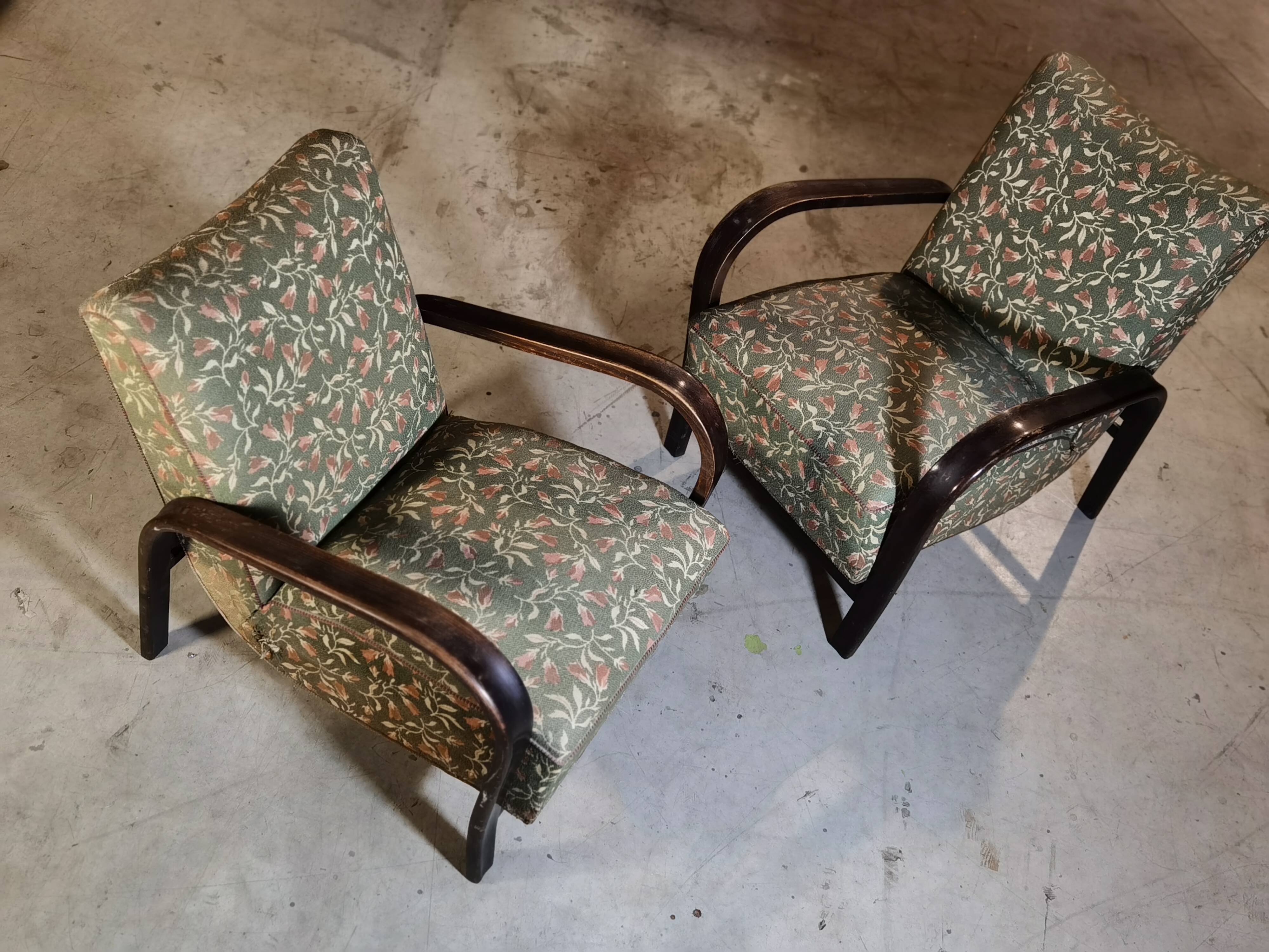 Pair of armchairs Art Deco Karel Koelka and Antonon Krop-ek