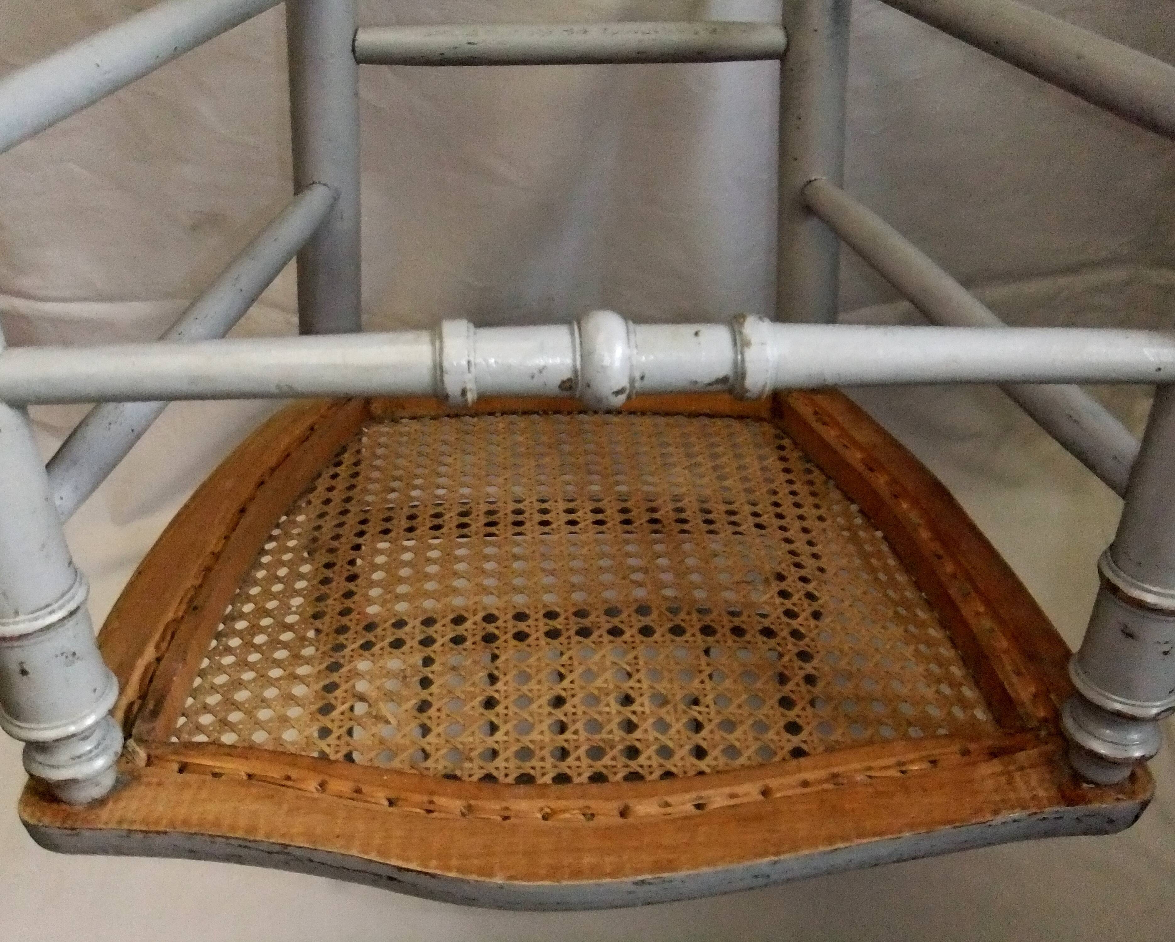 Antique Louis XVI style chair with pebble grey cane