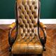 Rocking Chair Chesterfield in Tawny Leather & Solid Wood – Impeccable Condition
