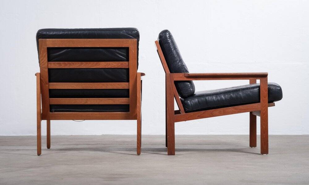 Vintage Danish Lounge Chairs in Teak by Illum Wikkelsø, 1950s, Set of 2