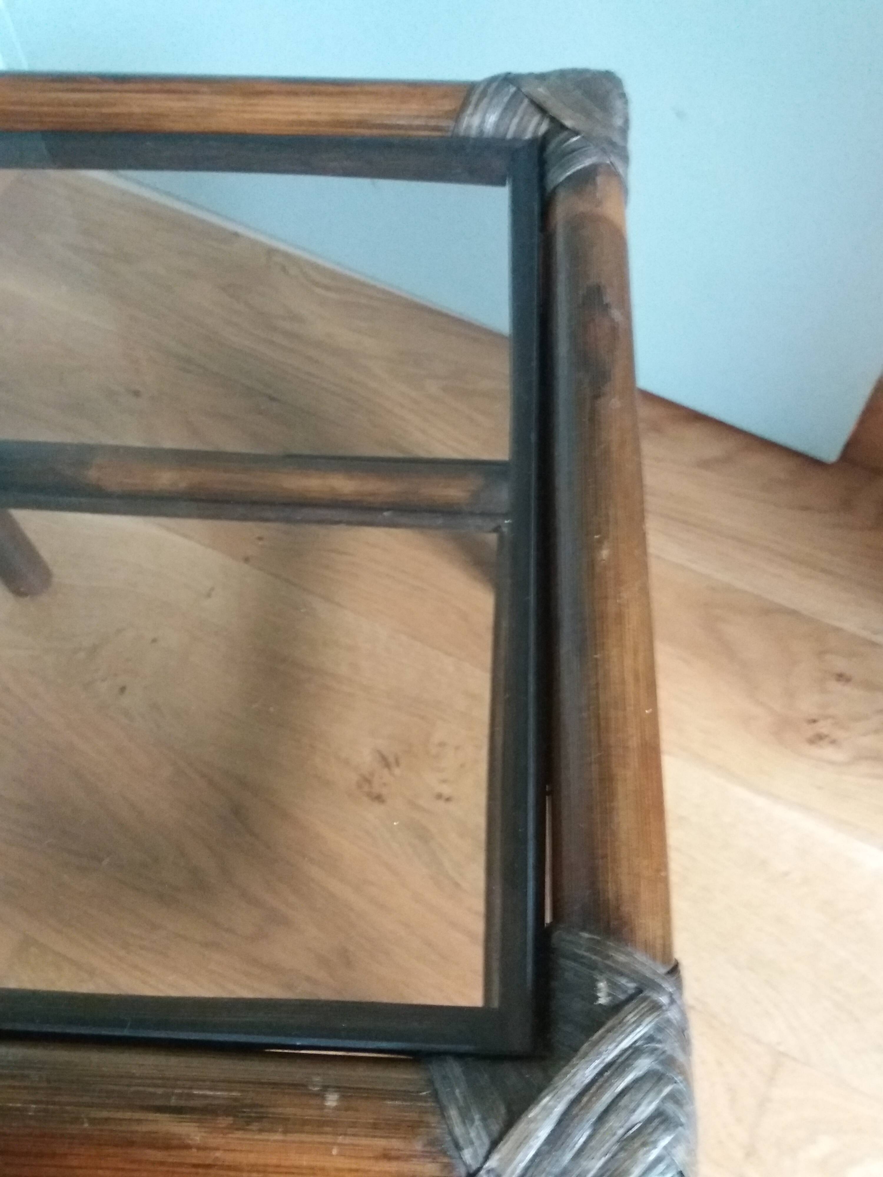 Wicker rattan glass end table