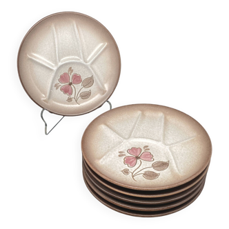 Assiettes compartimentées en grès coloré motif Fleur – 0924X9