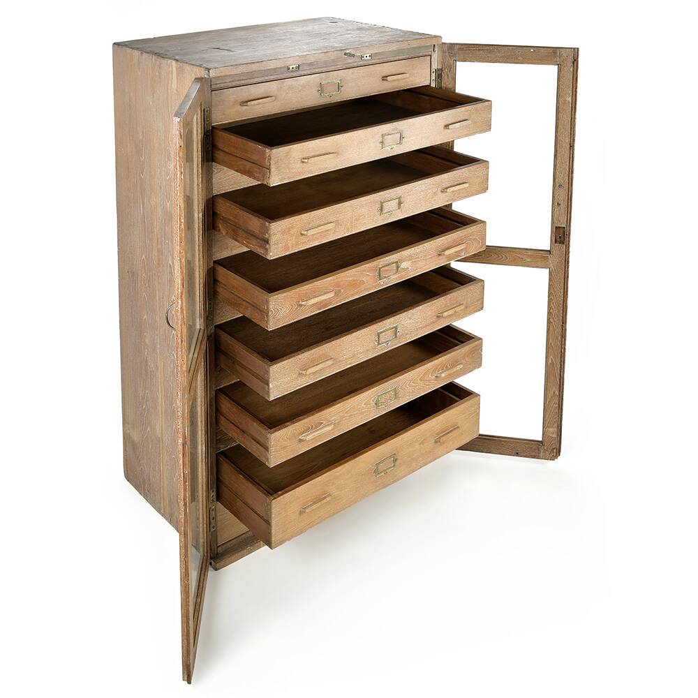 Solid wood artist's cabinet with 13 drawers (60 x 91 x 153cm)