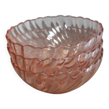 Ensemble de 3 bols vintage Rosaline en verre translucide rose