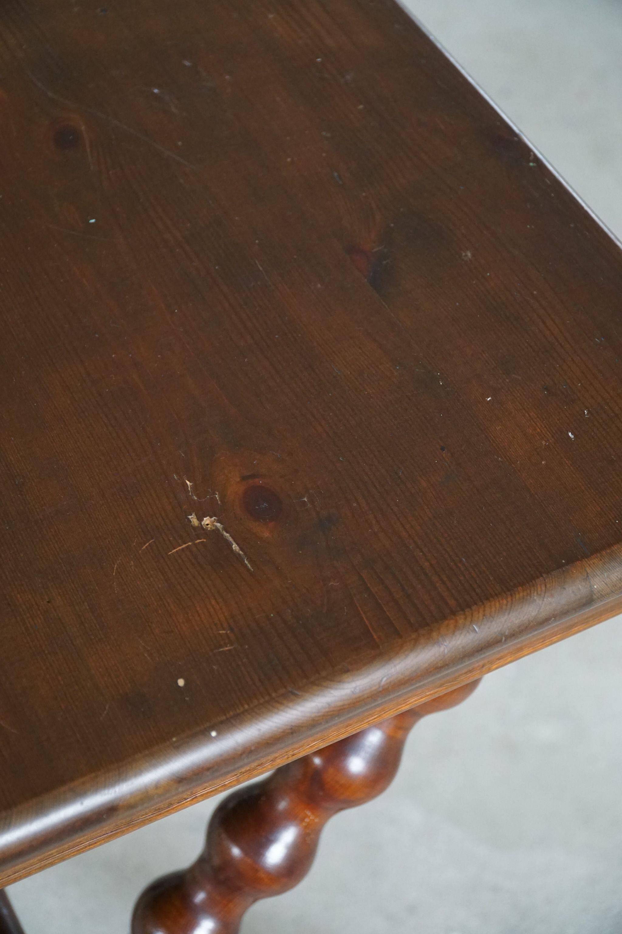 French sculptural desk in stained pine, early 20th century, Baroque style.