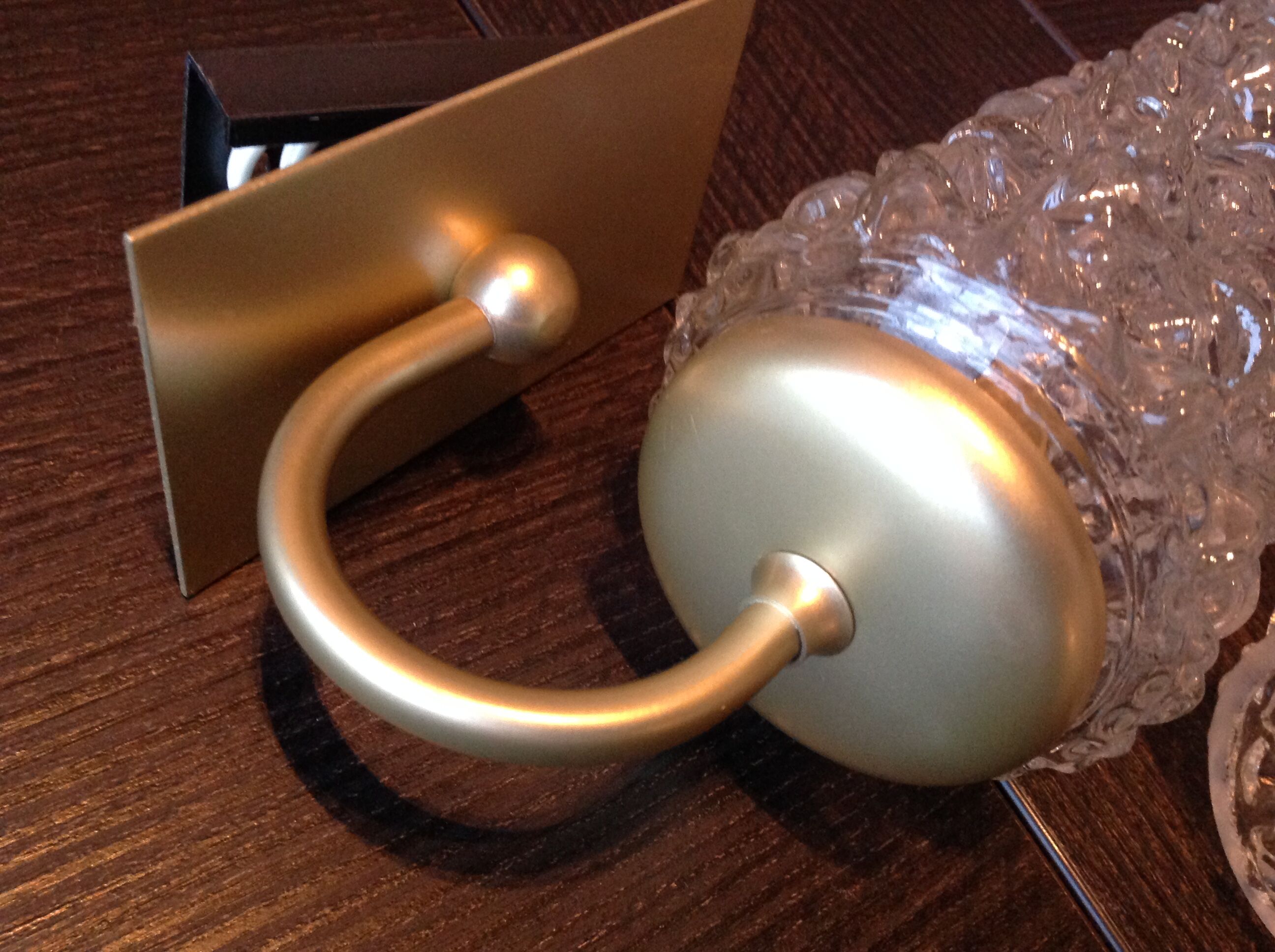 Pair of tulip glass and gold/vintage metal wall lamps 60/70