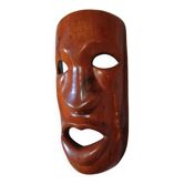 Large teak wood mask - modernism / art brut sculpture from the 50s