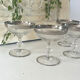 Etched silver rim cocktail coupe glasses set mid century barware