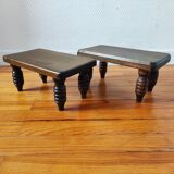 Pair of vintage solid wood footrests
